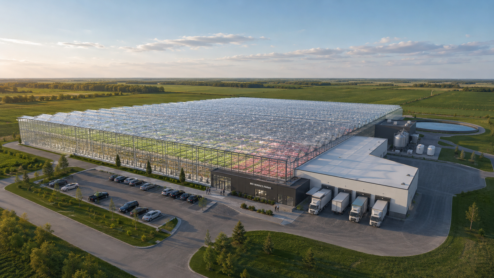 Conceptual rendering of the proposed Bio Berries greenhouse in rural Manitoba